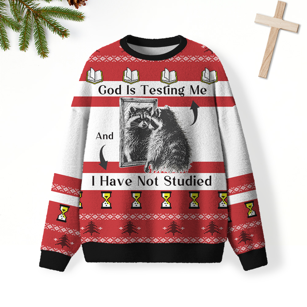 God Is Testing Me And I Have Not Studied Furry Christian Lightweight Sweater