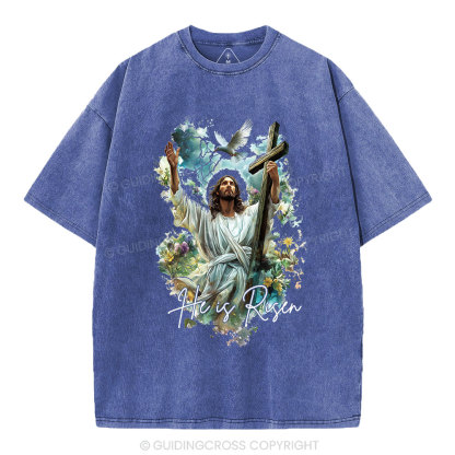 He Is Risen Christian Washed T-Shirt