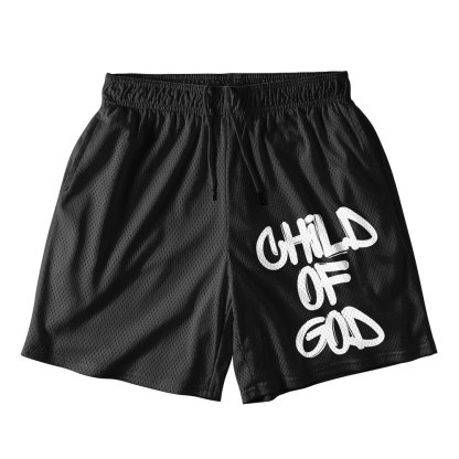 Child Of God Black Christian Mesh Shorts