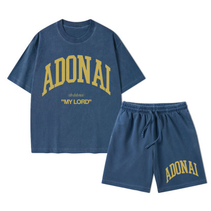 ADONAI My Lord Christian Washed T-Shirt & Shorts