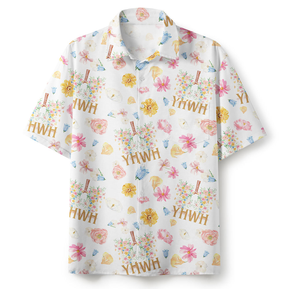YHWH Flower WHite Christian Hawaiian Shirt
