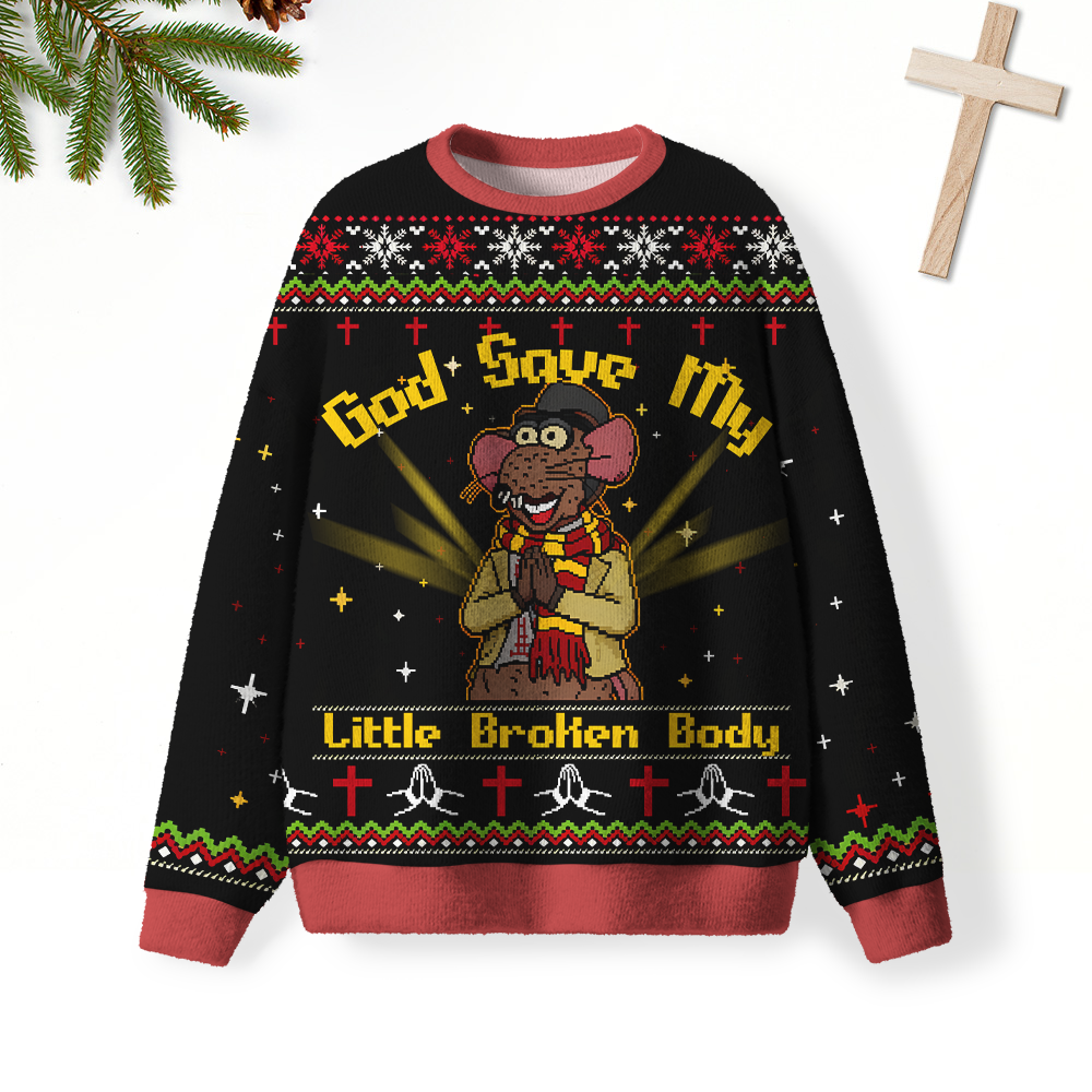 God Save My Little Broken Body Furry Christian Lightweight Sweater