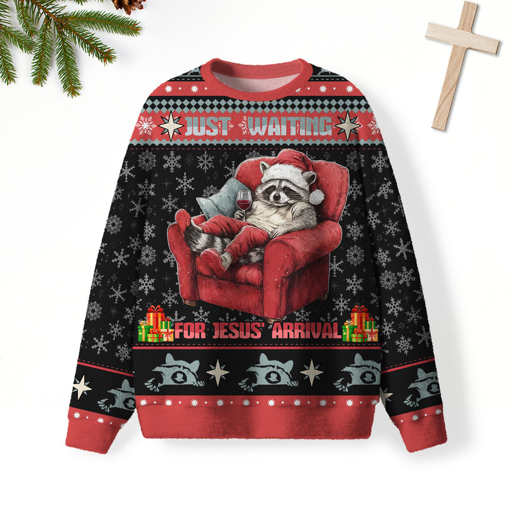 Just Waiting For Jesus Arrival Christian Lightweight Sweater