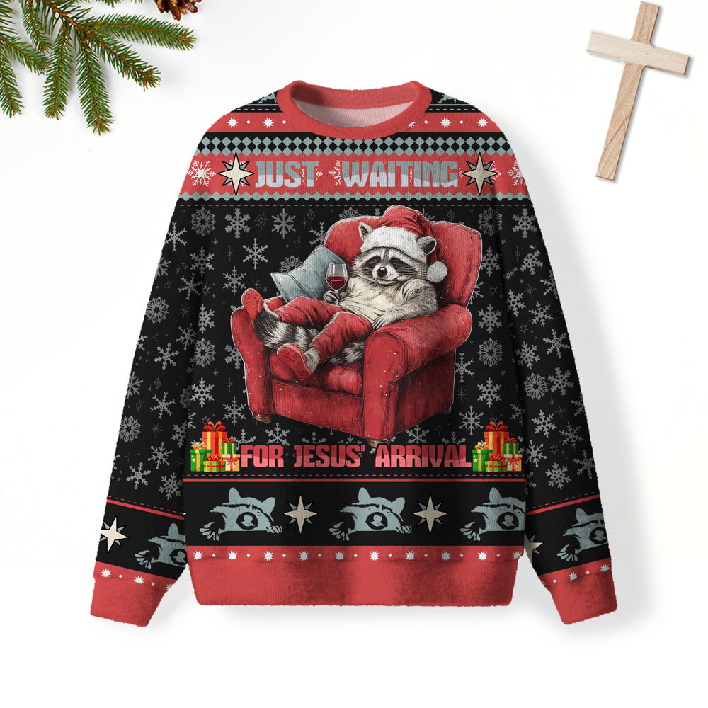 Just Waiting For Jesus Arrival Christian Lightweight Sweater