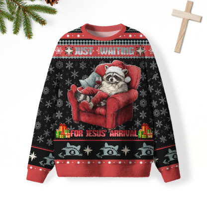 Just Waiting For Jesus Arrival Christian Lightweight Sweater