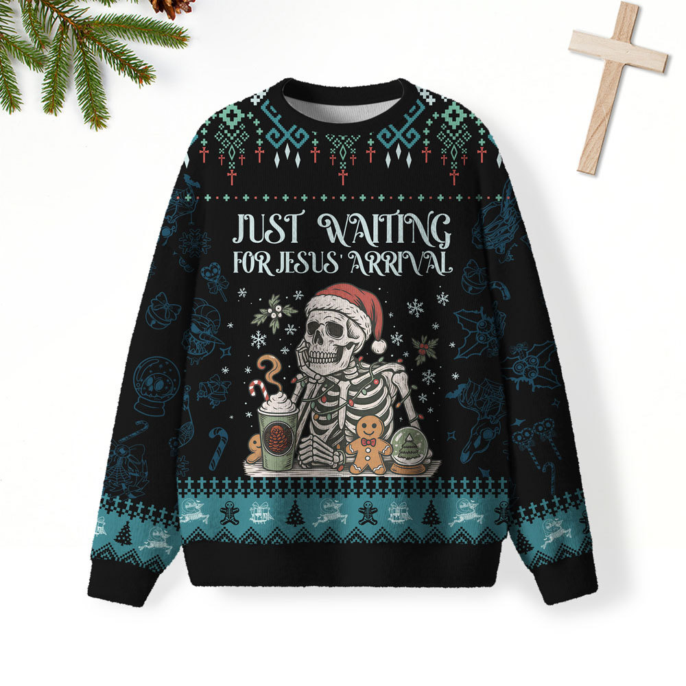 Just  Waiting For Jesus' Arrival Furry Christian Lightweight Sweater