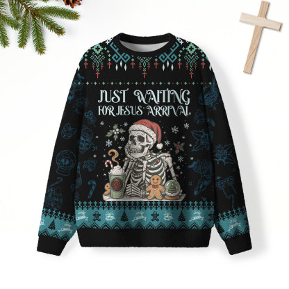 Just  Waiting For Jesus' Arrival Furry Christian Lightweight Sweater