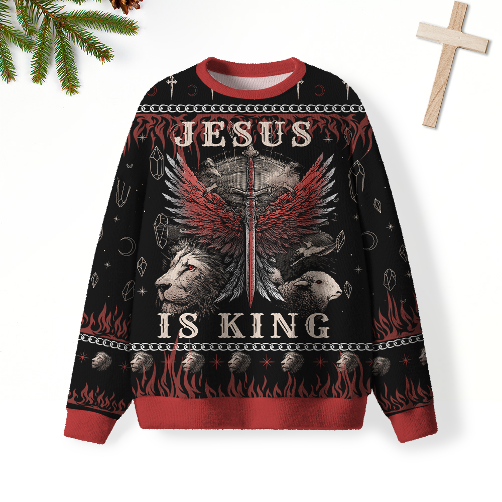 Jesus Is King Furry Christian Lightweight Sweater