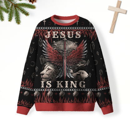 Jesus Is King Furry Christian Lightweight Sweater