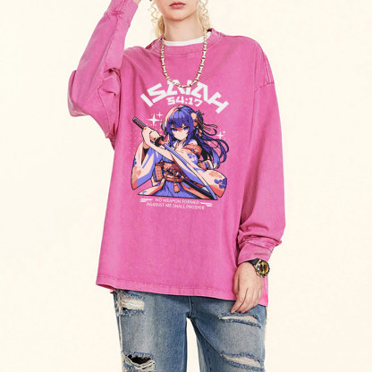 No Weapen Formed Against Me Shall Prosper Christian Washed Long Sleeve T-Shirt