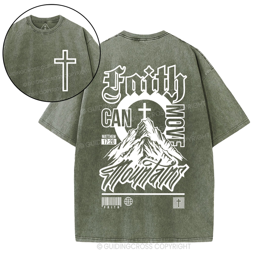 Faith Can Move Mountain Christian Washed T-Shirt