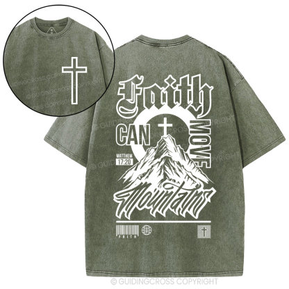 Faith Can Move Mountain Christian Washed T-Shirt