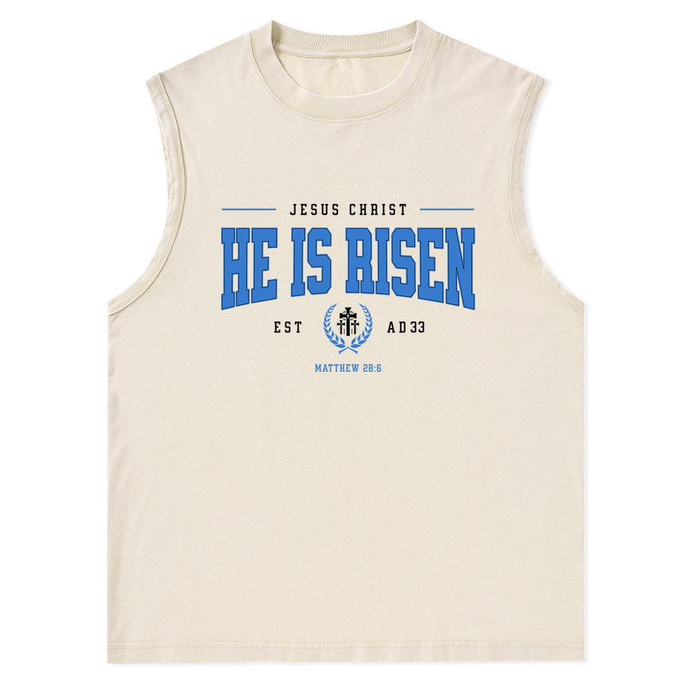 Jesus Christ He Is Risen Christian Washed Tank Top