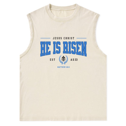Jesus Christ He Is Risen Christian Washed Tank Top