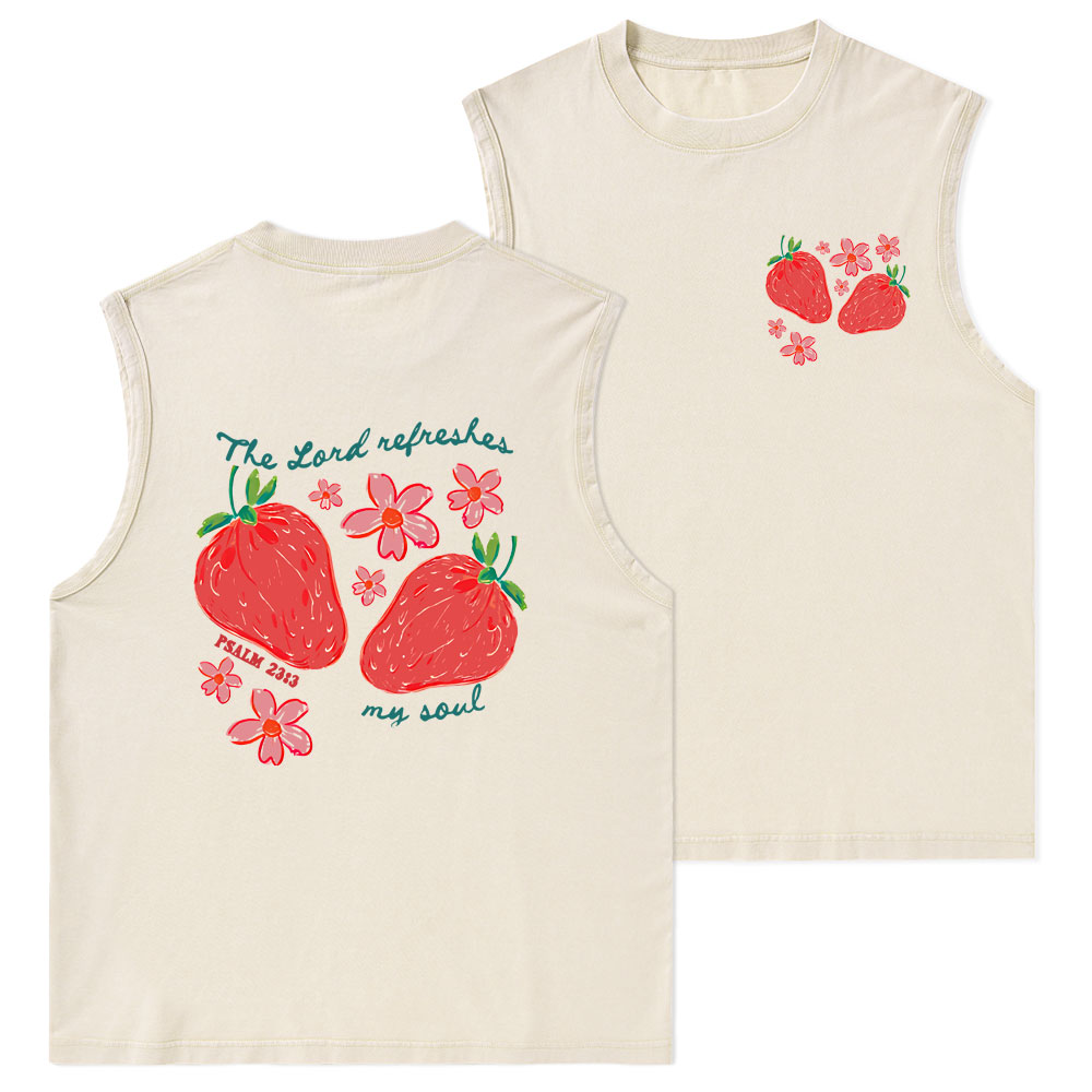 The Lord Refreshes My Soul Christian Washed Tank Top