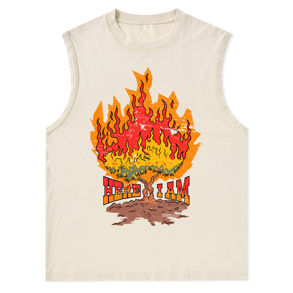 Here I Am Christian Washed Tank Top