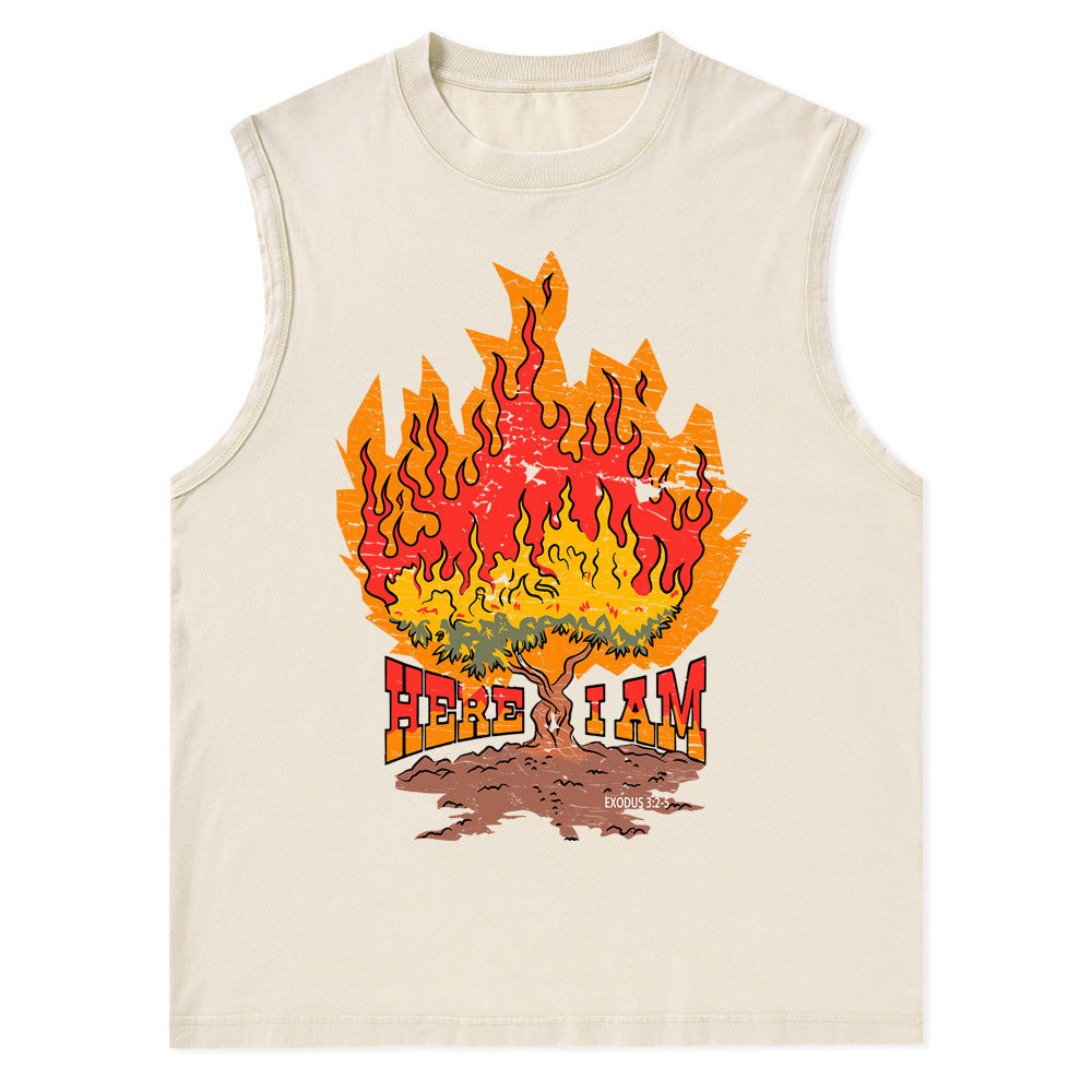 Here I Am Christian Washed Tank Top