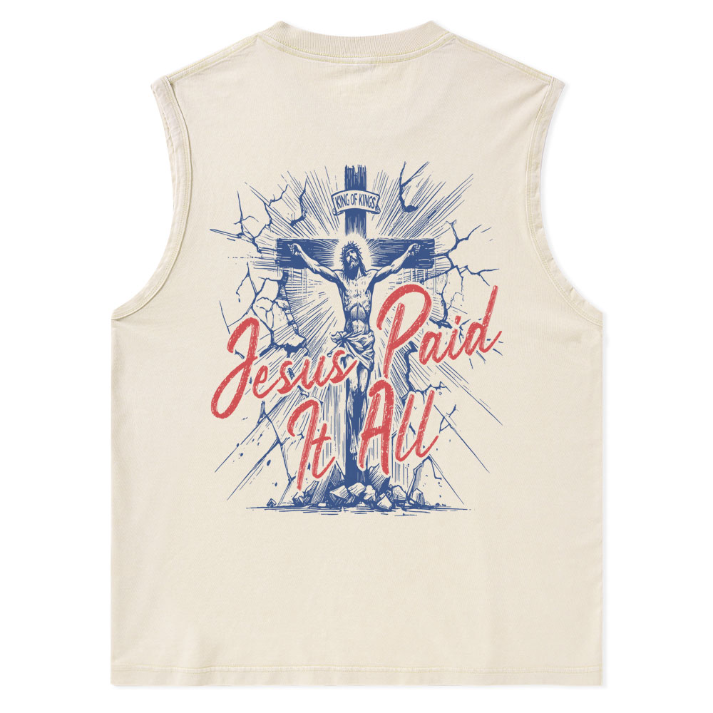 Jesus Paid It All Christian Washed Tank Top