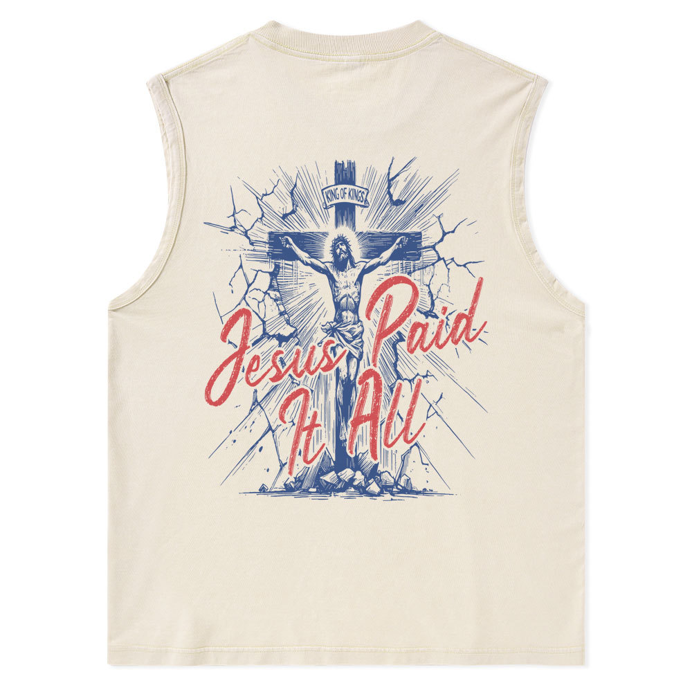Jesus Paid It All Christian Washed Tank Top