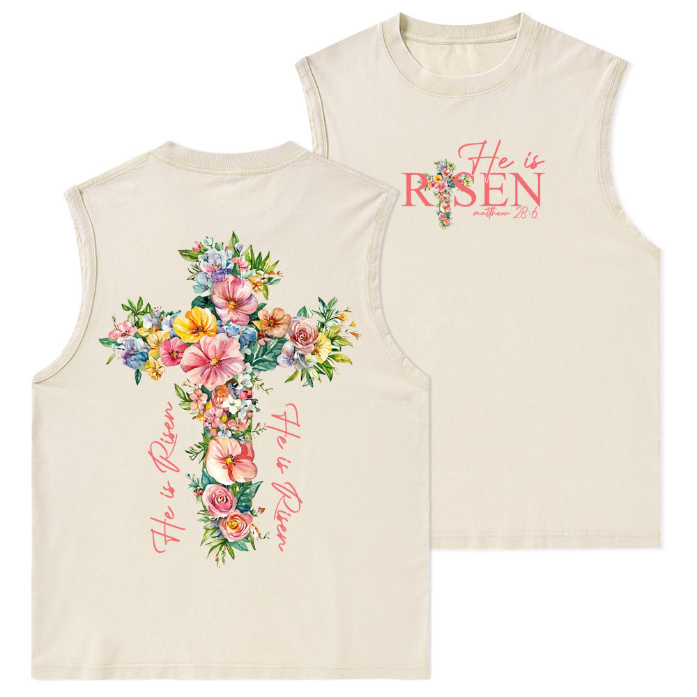 He Is Risen Christian Washed Tank Top