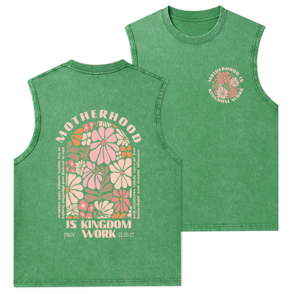 Motherhood Is Kingdom Work Christian Washed Tank Top