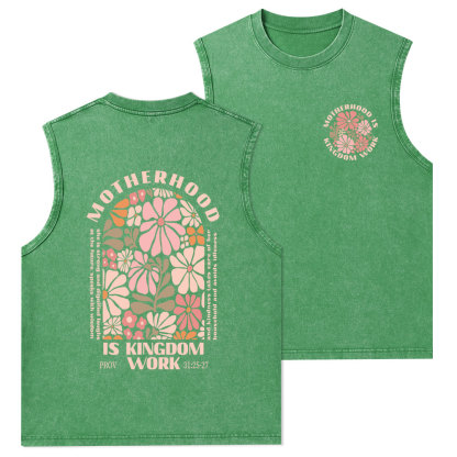 Motherhood Is Kingdom Work Christian Washed Tank Top