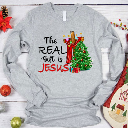 The Real Gift Is Jesus Christian Long Sleeve T-Shirt