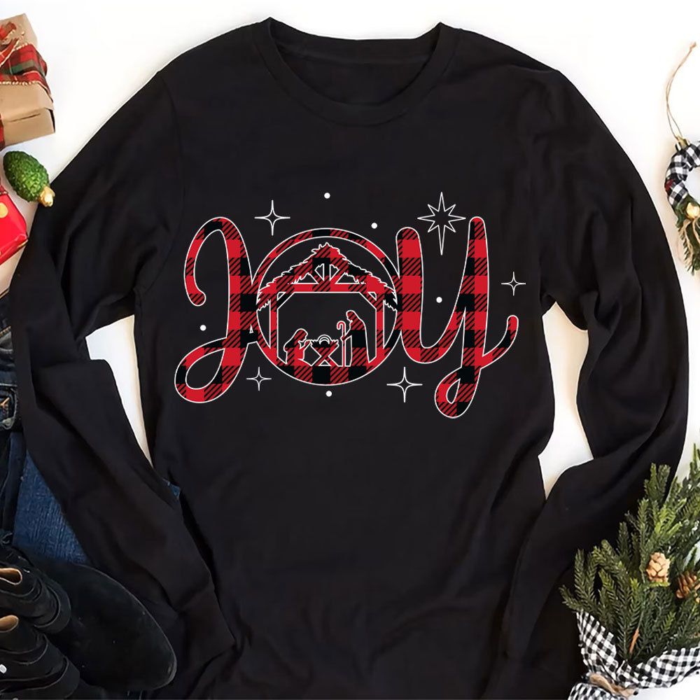 Nativity Scene Joy Christmas Long Sleeve T-Shirt