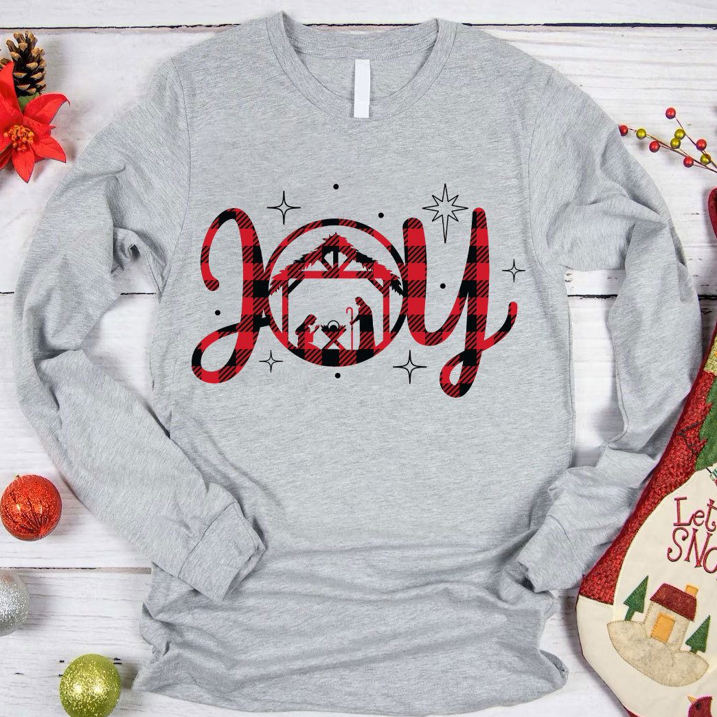 Nativity Scene Joy Christmas Long Sleeve T-Shirt