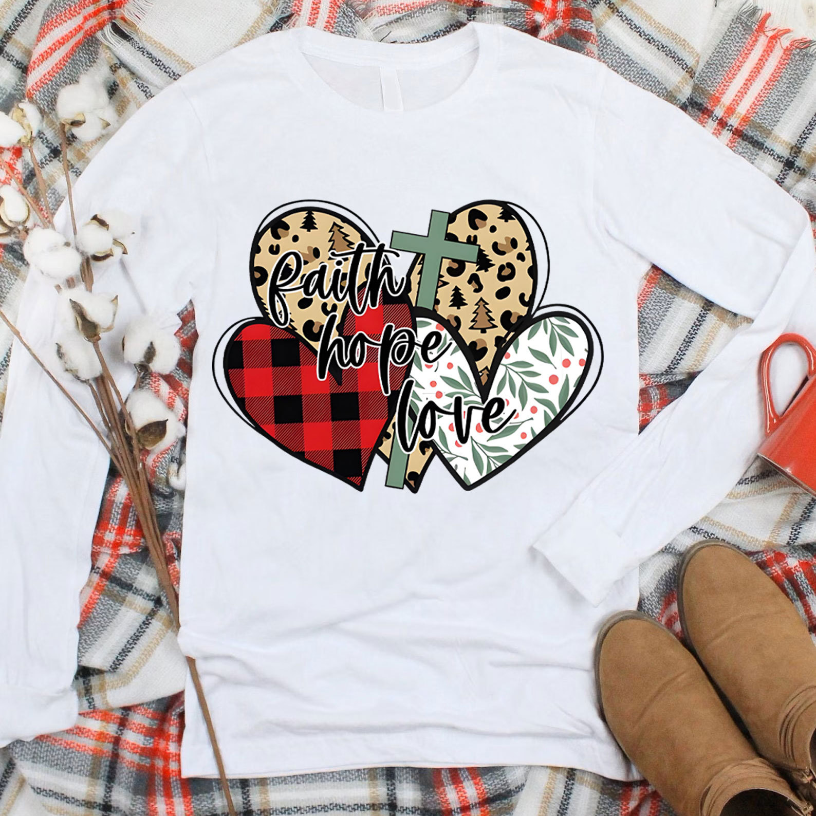 Faith Love Christmas Christian Long Sleeve T-Shirt