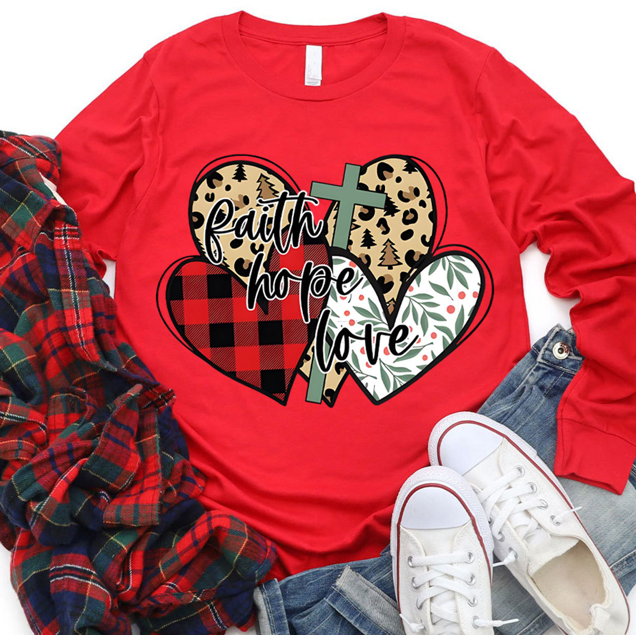 Faith Love Christmas Christian Long Sleeve T-Shirt