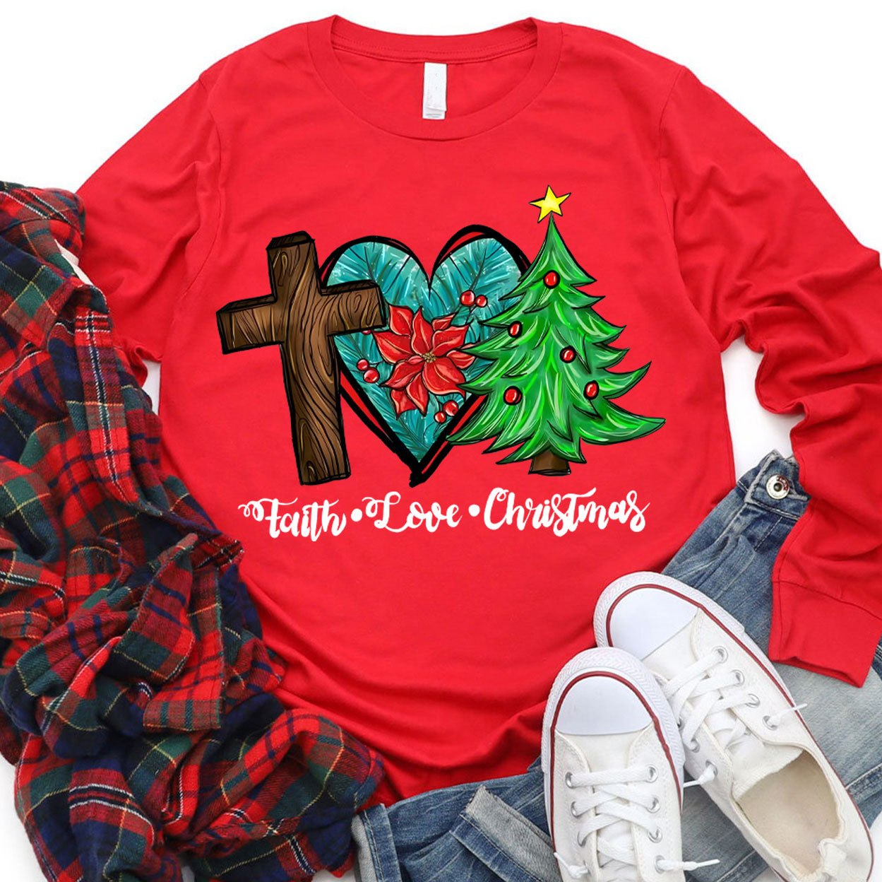 Faith Hope Love Christmas Long Sleeve T-Shirt