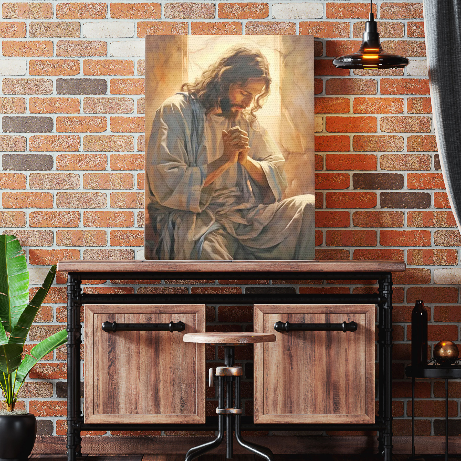 Jesus Pray Christian Canvas Wall Art