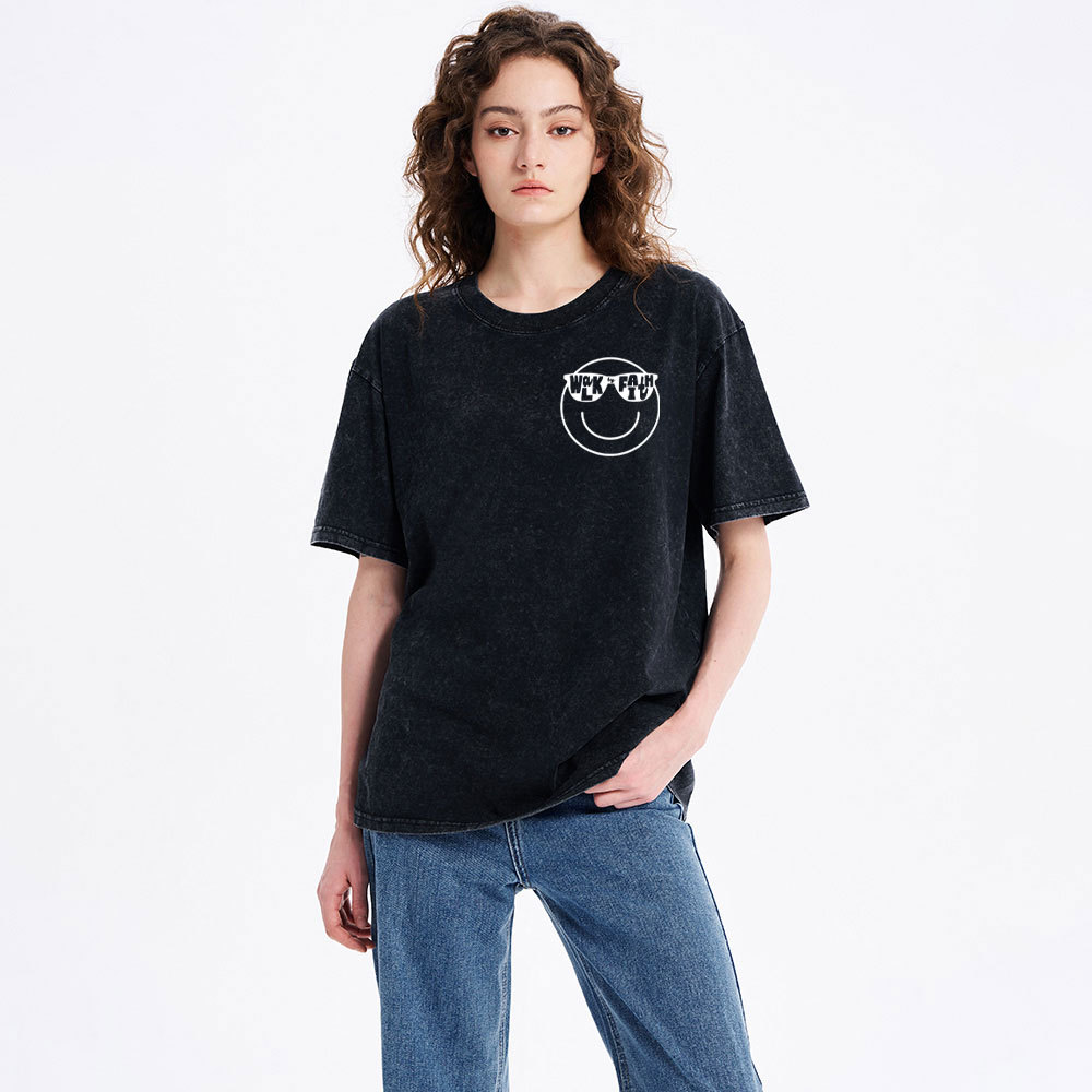 We Walk By Faith Not By Sight Christian Washed T-Shirt