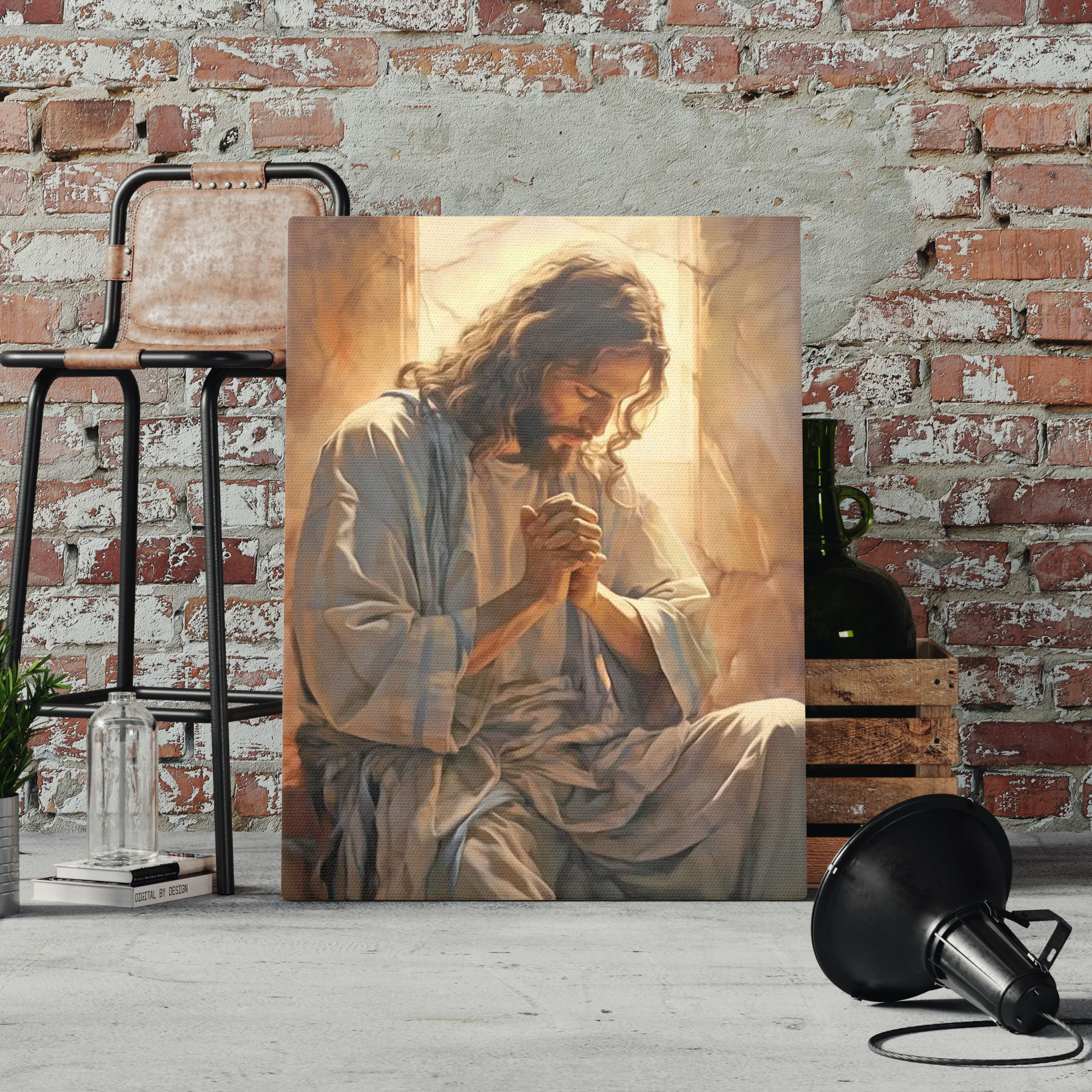 Jesus Pray Christian Canvas Wall Art