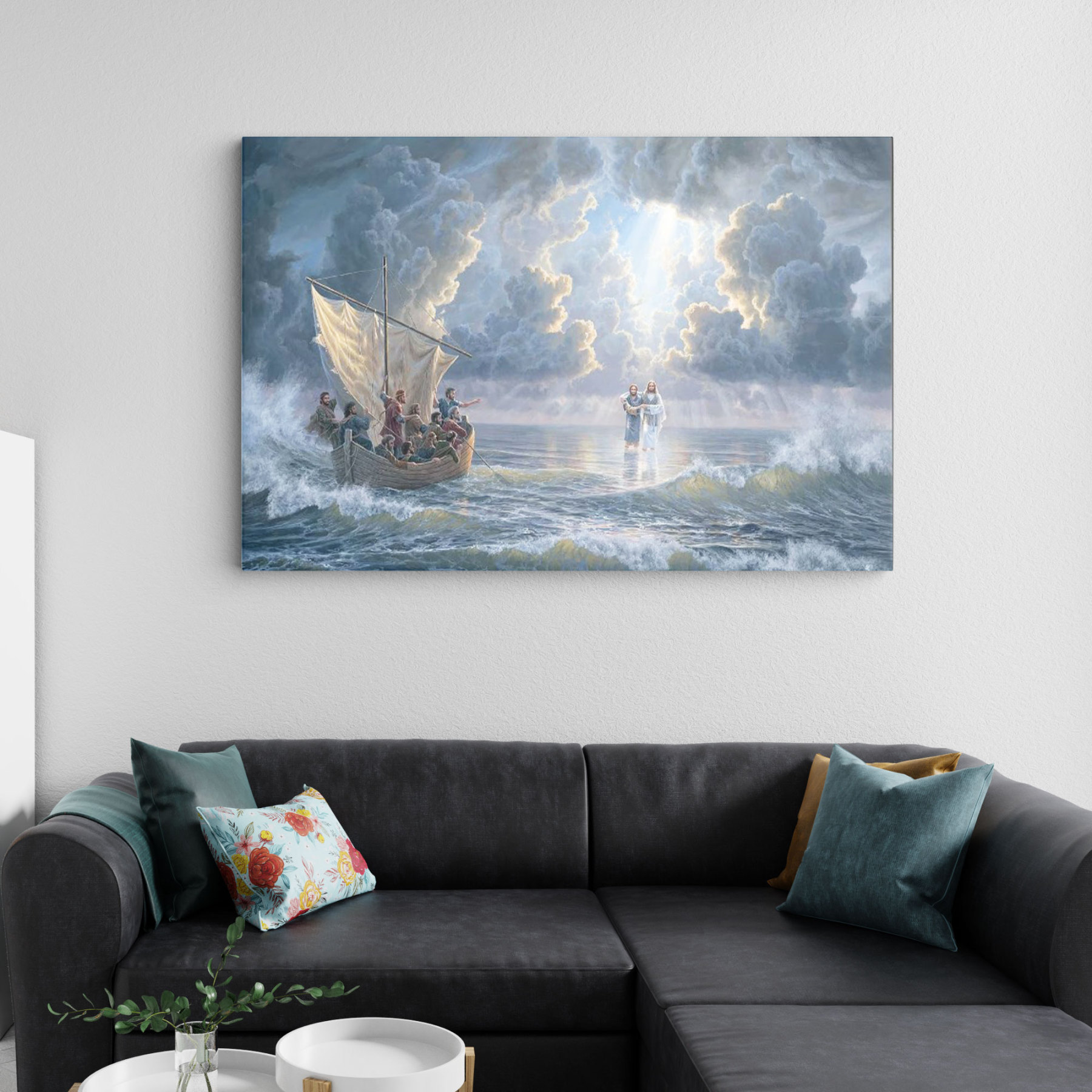 Jesus Walking On Water Christian Canvas Wall Art