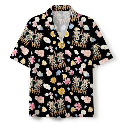 YHWH Flower Black Christian Hawaiian Shirt