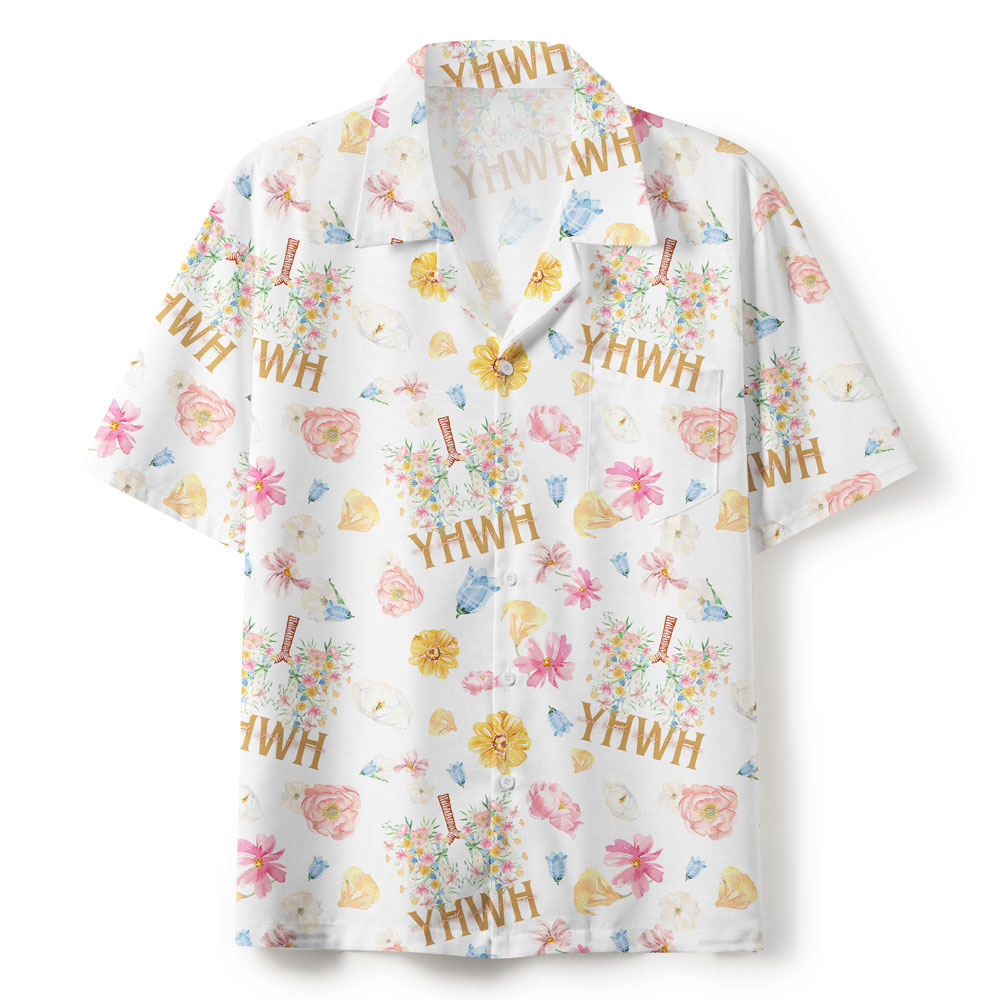YHWH Flower WHite Christian Hawaiian Shirt