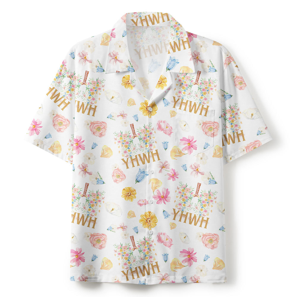 YHWH Flower WHite Christian Hawaiian Shirt