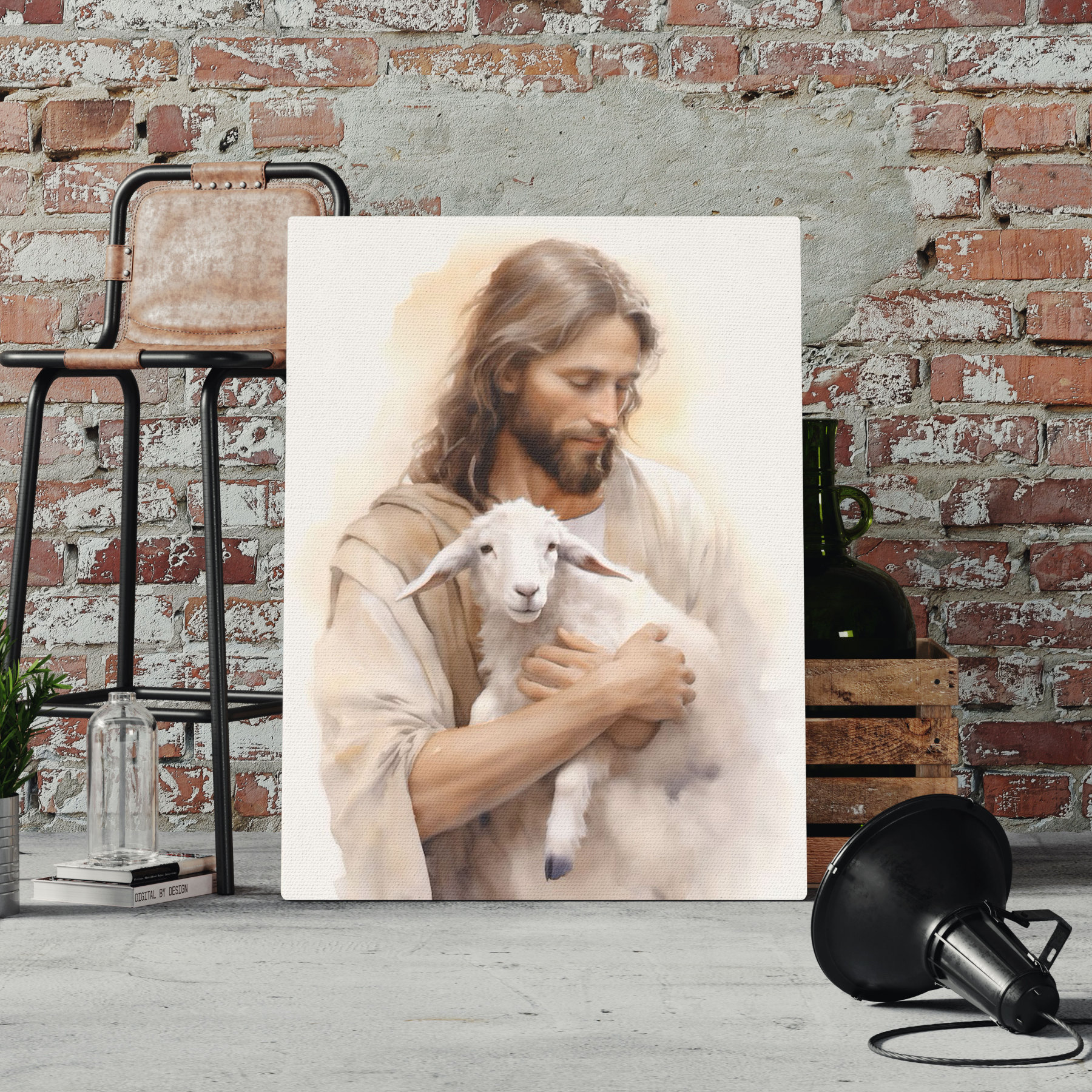 Jesus And Lamb Christian Canvas Wall Art