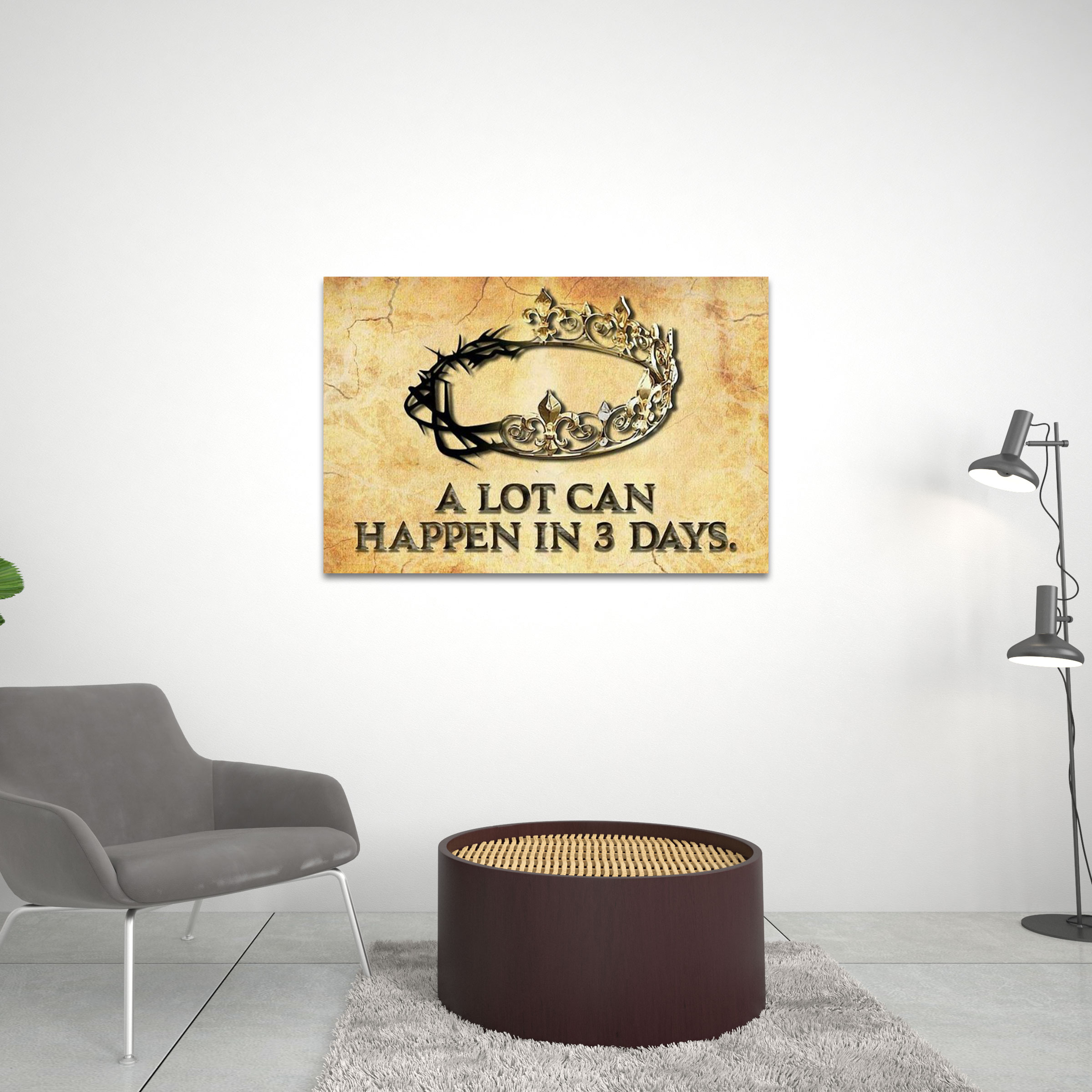 Jesus Wreath A Lot Can Happen In 3 Days Christian Canvas Wall Art