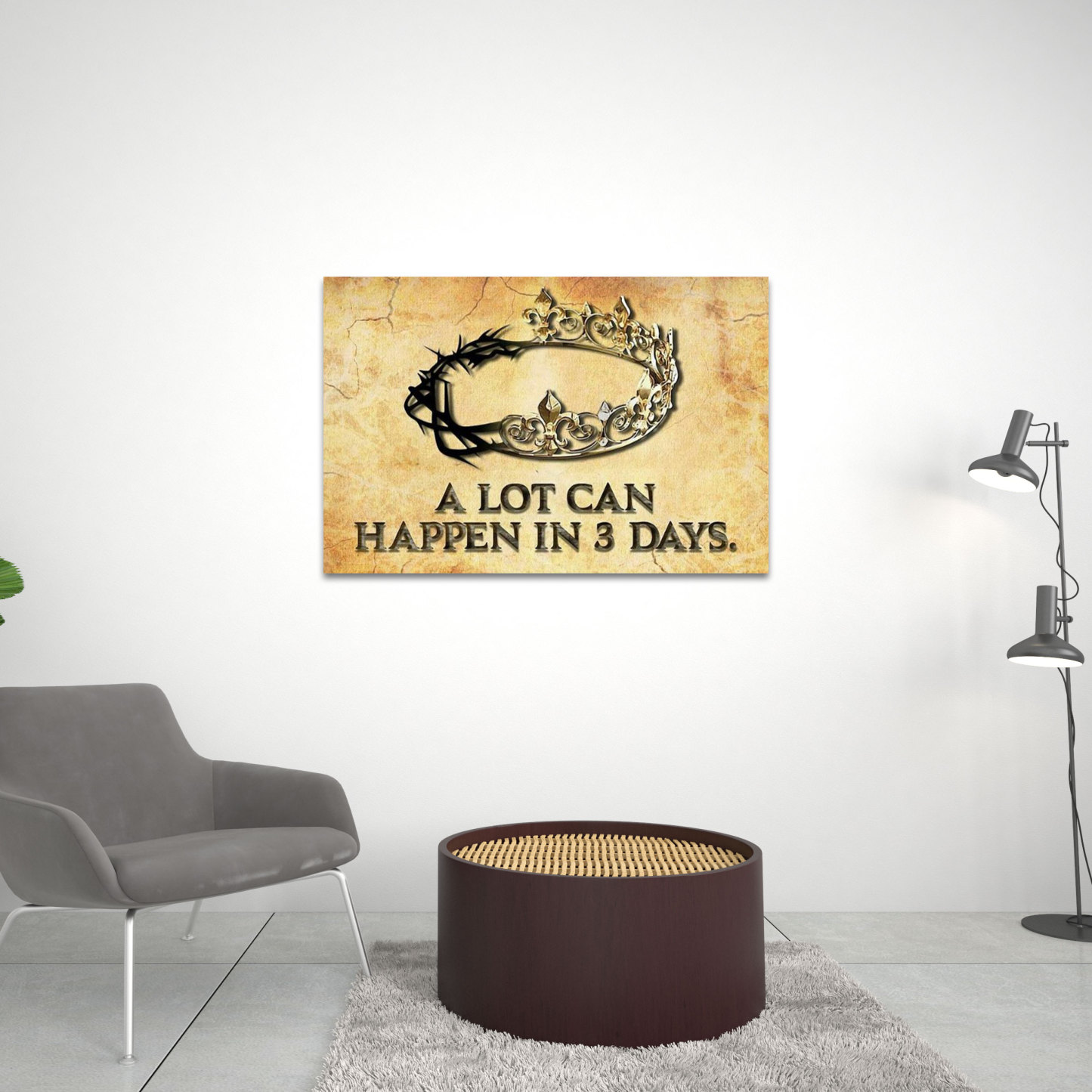 Jesus Wreath A Lot Can Happen In 3 Days Christian Canvas Wall Art