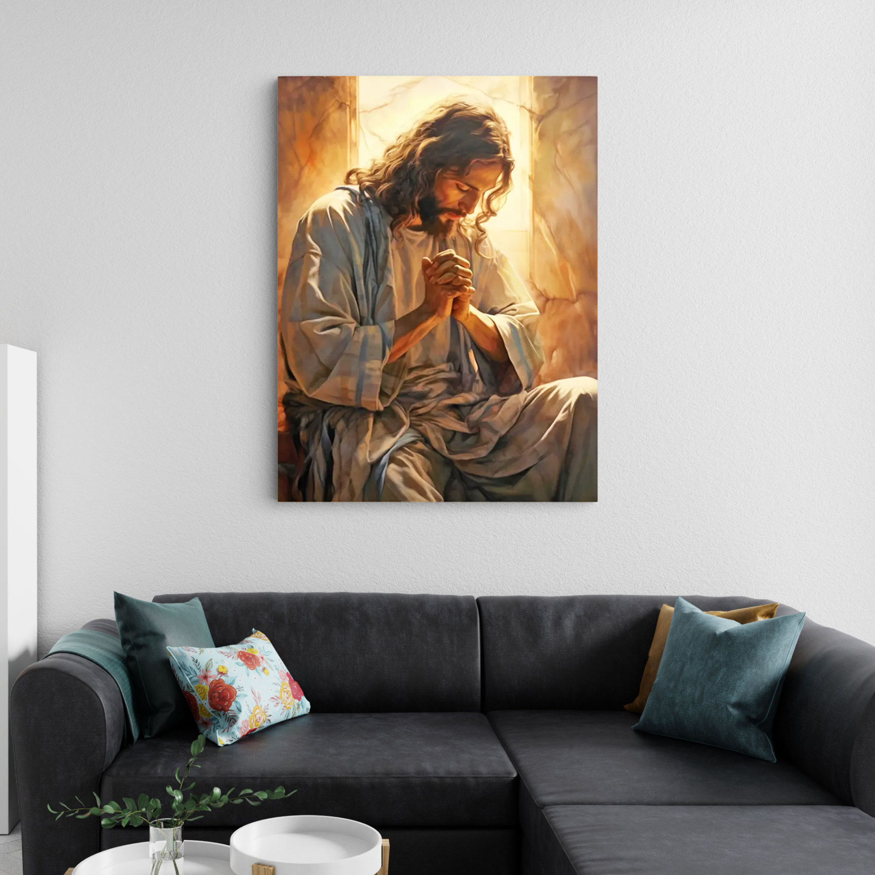 Jesus Pray Christian Canvas Wall Art