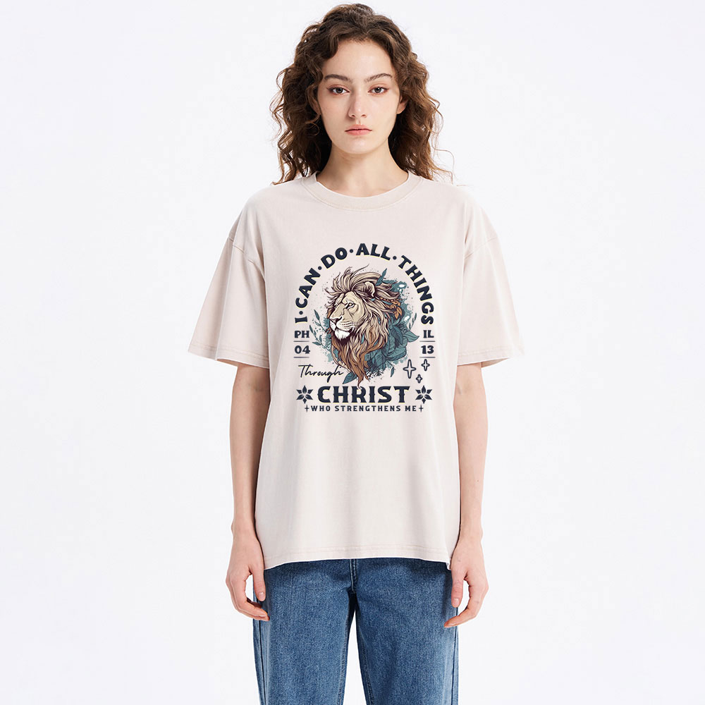 I Can Do All Things Through Christ Christian Washed T-Shirt