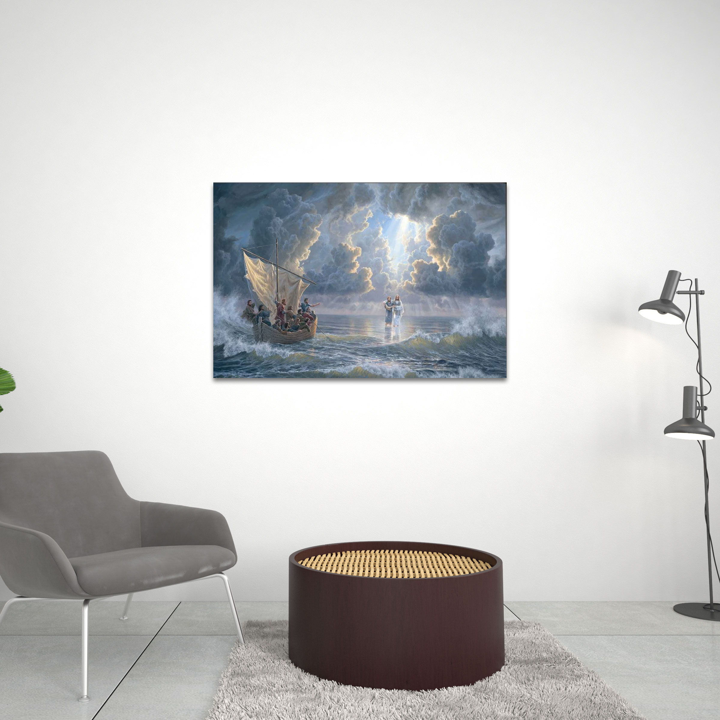 Jesus Walking On Water Christian Canvas Wall Art