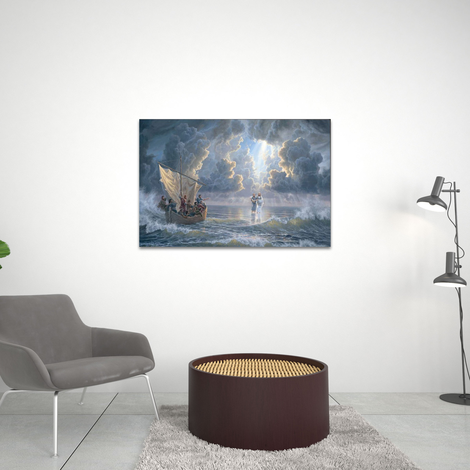 Jesus Walking On Water Christian Canvas Wall Art
