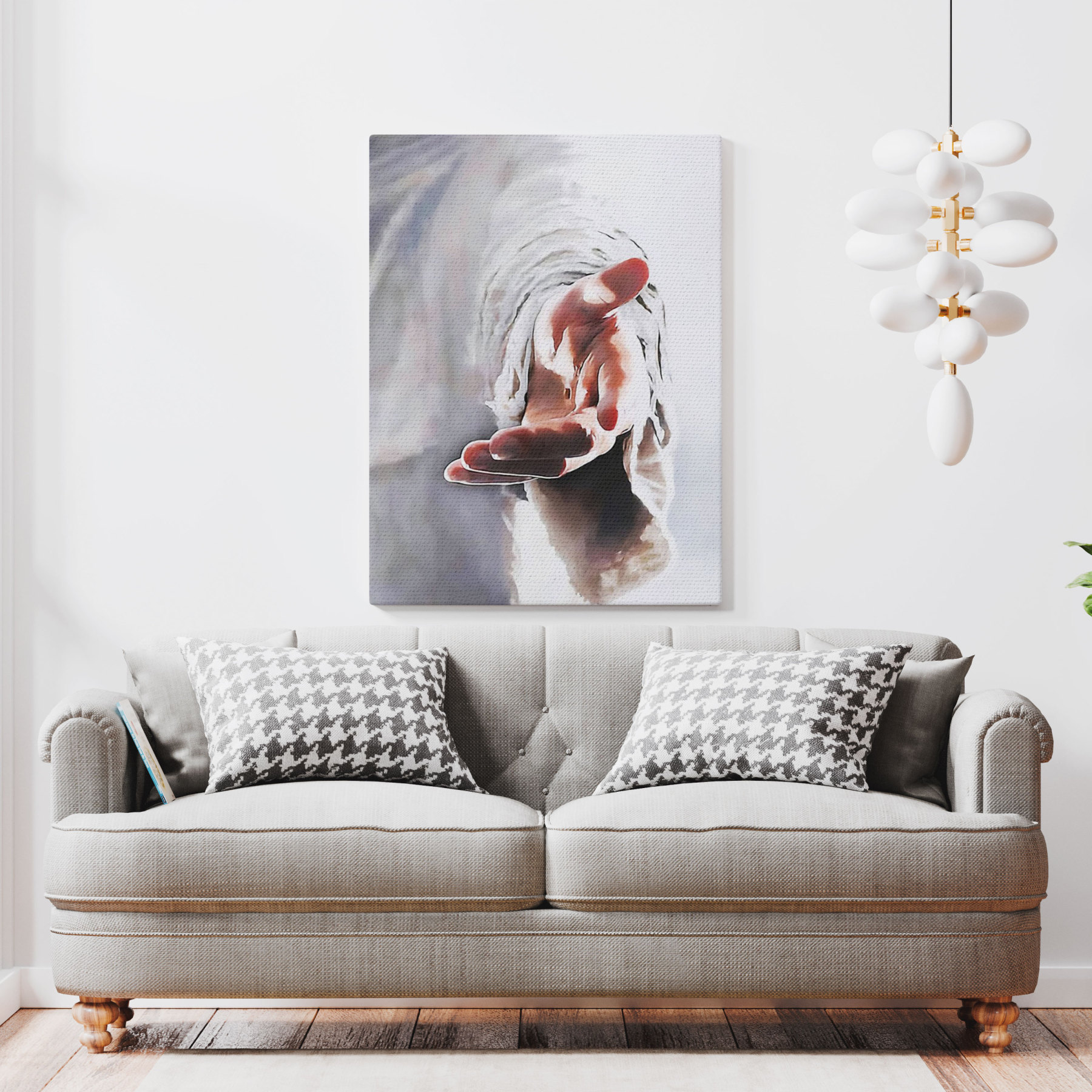 Jesus Reaching Out From Heaven Christian Canvas Wall Art