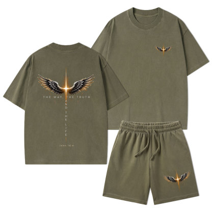 The Way The Truth The Life Christian Washed T-Shirt & Shorts