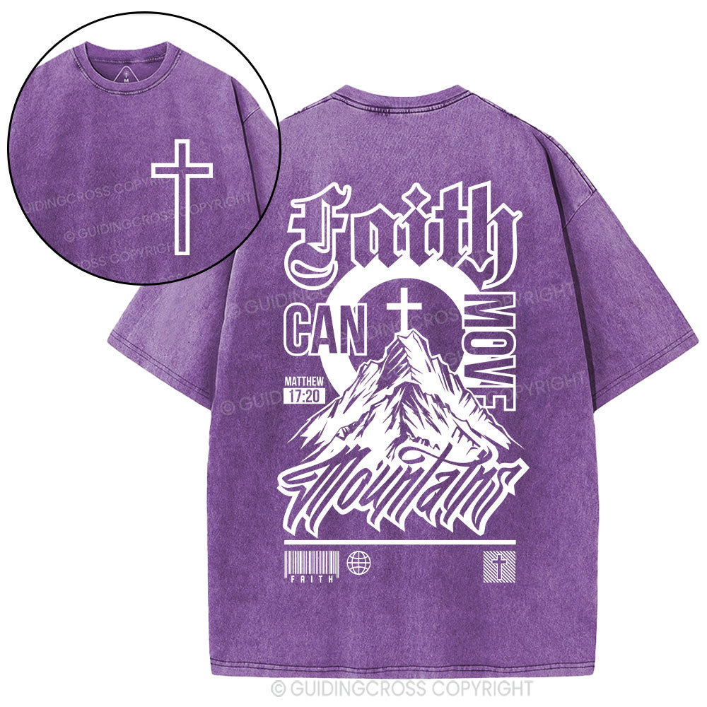 Faith Can Move Mountain Christian Washed T-Shirt