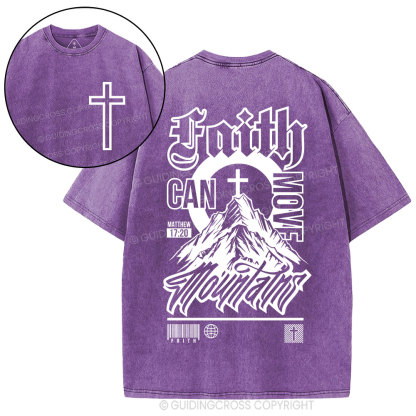 Faith Can Move Mountain Christian Washed T-Shirt